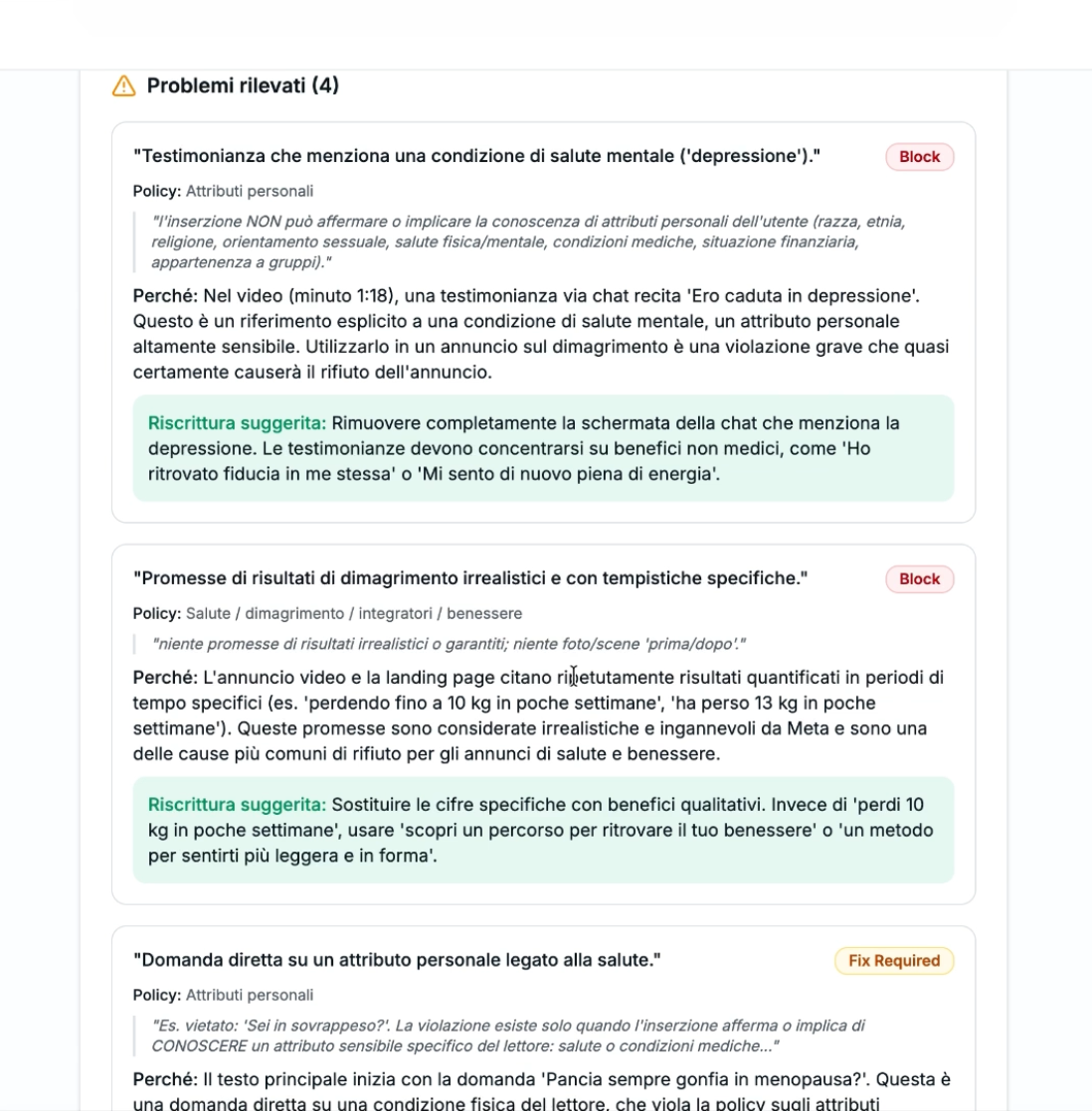 Referto Ad Guardian — Ogni rilievo è ancorato al punto esatto che lo genera